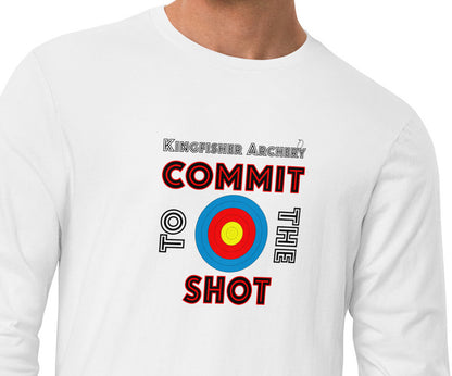 Men's Long-Sleeve Fitted Tee | Commit To The Shot (White Only)